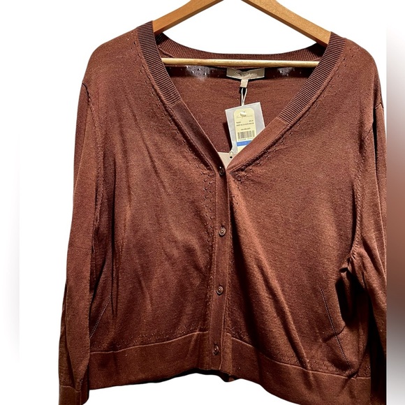 Tommy Bahama Womens XL Cardigan Eyelet Stitching Lightweight Classic Minimalist - Picture 1 of 8